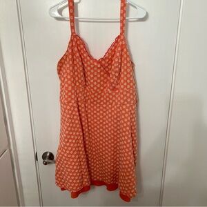 Trixxi Sun Dress Orange Peach White Embroidered Flowers 3X spaghetti straps